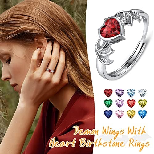 SILVERCUTE Bague Femme Entrelacs Argent 925 avec Pierre de Naissance Janvier - Grenat Coeur Synthéthique
