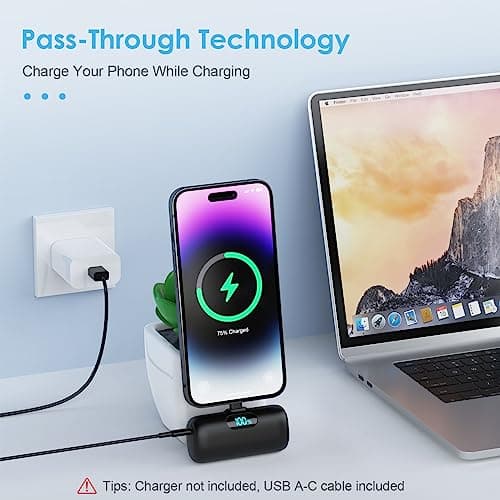 Mini Batterie Externe pour iPhone 5000mAh, Mise à Niveau 15W PD 3.0A Charge Rapide, Compact et Léger Power Bank Écran LCD Chargeur Portable Compatible avec iPhone 14/14 Pro Max/13/12/11/XR/X/8/7/6