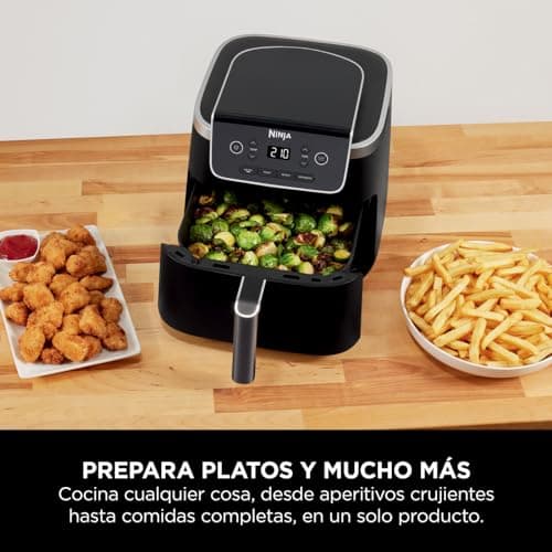 NINJA Air Fryer PRO Friteuse 4,7L, 1 tiroir, 4-en-1, sans huile, rôtir, réchauffer, déshydrater, cuire 1 à 2 portions, à partir de produits surgelés, tiroir, panier antiadhésifs, 2 000 W, Noir AF140EU