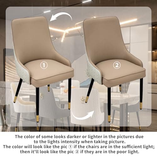 FATIVO Lot de 2 Chaises Scandinave Salle à Manger: Chaise Beige de Cuisine en Cuir Confortable Chaise Design Salon avec Pieds en Métal Rembourrée pour Restaurant - 43.5x43.5x90cm