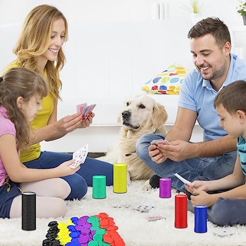 FGen 300PCS 6 Couleurs De Jetons De Poker en Plastique, Mini Poker Chip Console De Jeu, Petit Comptoir d'apprentissage, Bonus De Cartes De Jetons Vierges De Bingo pour Les Enfants 1,18 "(30mm)