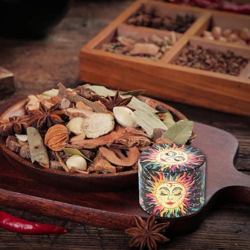 Moulin à Pollen Grinder À Herbes Grinder Pour Spice Moulin D'herbes Grinder Vintage Sun Herb Grinder Grinder Moulin à Herbes Épices en Zinc Alliage pour Herbes Pollen Fleurs 50MM