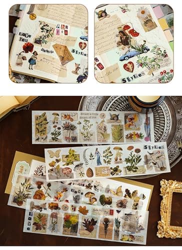 Ptyism 612 Pièces/48 Feuille Autocollant Scrapbooking,Stickers Scrapbooking丨Scrapbooking Autocollant Autocollants pour Scrapbooking Pour DIY Bullet Journal Scrapbooking etc