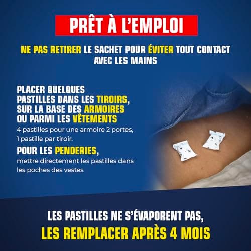 KAPO Pastilles Anti-Mites - Efficace 4 Mois - Protection des Manteaux, Lainages et Textiles - Parfum Agréable - Protègent Efficacement - Sachet Individuel, Voir Photo