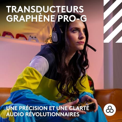 Logitech G Astro A50 LIGHTSPEED Casque gaming sans fil + station d'accueil (Gen 5), PRO-G GRAPHENE, basculement à 3 systèmes, USB-C vers Xbox, PS5, PC/Mac ou Nintendo Switch, Bluetooth - Noir