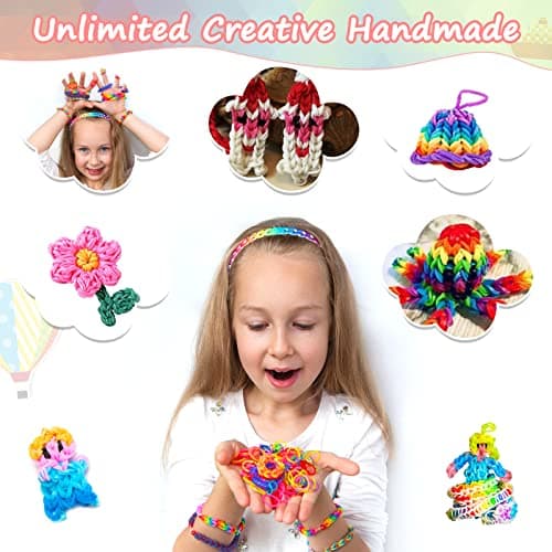 LIASDIVA 2500+ Elastique Bracelet Kit, 32 Couleurs Bricolage Loom Ruban, Bracelet Collier Outil à Tricoter Jouet pour Enfant, Cadeau de Noël Halloween