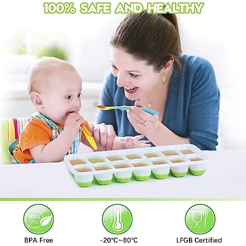 Lot de 4 Bacs à Glaçons avec Couvercle, JRISBO Moule à Glaçons en Silicone sans BPA Certifié LFGB, Empilable Glaçons Plaque Carré Ice Cube Tray pour Nourriture Bébé, Whisky, Boissons