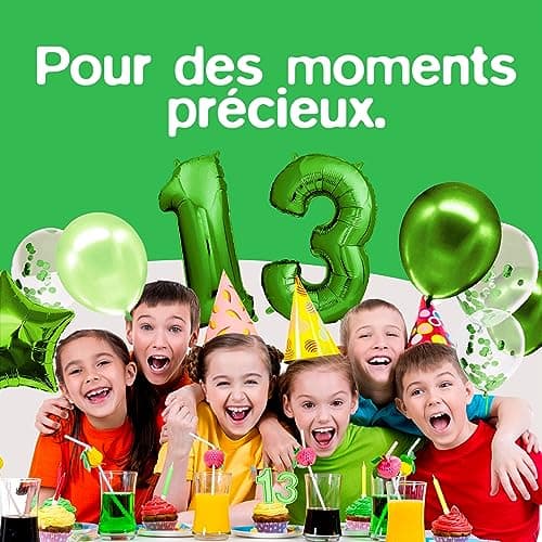 envami® Ballon Anniversaire 3 ans Vert - 101 CM Ballon Chiffre - Deco Kit Anniviersaire Garçon - Happy Birthday Decoration - Ballon Joyeux Anniversaire - Vole Grâce à l'Hèlium