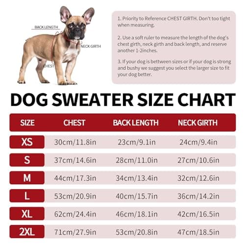 Hjyokuso Pull Chien, Pull pour Chien Petite Taille Moyenne Grande Taille, Pull-Overs pour Chiens Chaud d'hiver, Pull pour Chat à Col Roulé, Vetement Chien, Pull Noel Chien, Manteau pour Chien - M