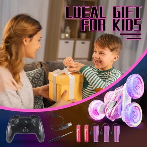 Voiture Telecommandé Enfant Cadeau Garcon 3 4 5 6 7 8 9 10+ Voiture RC Jouet Enfant Ans Idée Cadeau Anniversaire 6+ Ans Garçon Fille (Rose)