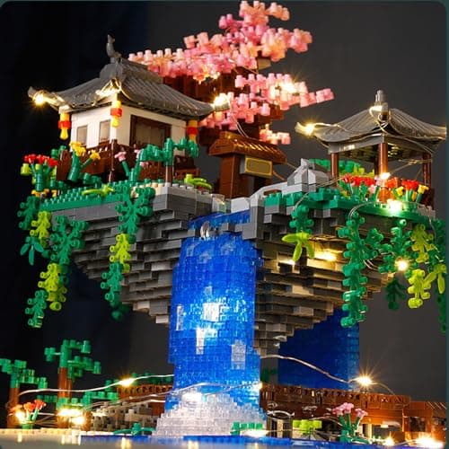 Les blocs de construction ensemble Peach Blossom Micro Building Blocs Ensemble de blocs d'éclairage pour adultes 3 mode Chinese Architecture traditionnelle Bloc de construction Adult Blocs Birthd