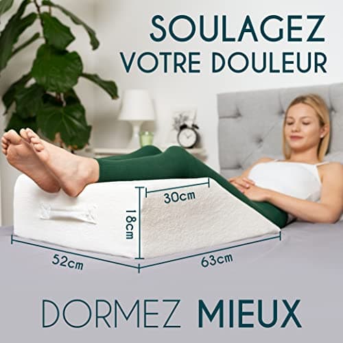 Dreamzie Coussin Élévateur de Jambes Coussin Thérapeutique Repose Jambe Mémoire de Forme - Douleur de Dos, Genoux, Post Opératoire, Jambe Lourde, Circulation - Respirant Lavable Hypoallergénique