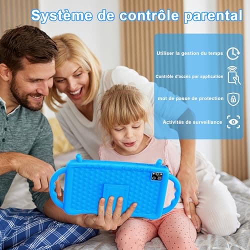 Semeakoko Tablette Enfants 10 Pouces, Tablette Android 14 Octa-Core 2,0 GHz, 10 Go RAM 64 Go ROM (TF 1 to), 6000 mAh, WiFi, Bluetooth, Double Caméra, Contrôle Parental, APP éducation Enfants (Bleu)