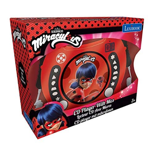 Lexibook Miraculous Ladybug Lecteur CD, Fonction de programmation, Prise écouteurs, Pour enfant,secteur ou Piles, Rouge/Noir, RCDK100MI