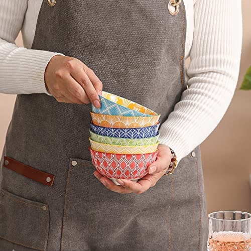 AHX Bol Petit Dejeuner Porcelaine Bols - Petit Bol Soupe 300ml - Bol Ceramique Multi Couleur - Petits Bols a Riz | Dessert | Glace | Snack - Passe au Lave Vaisselle et au Micro Ondes - Lot de 6-12 cm