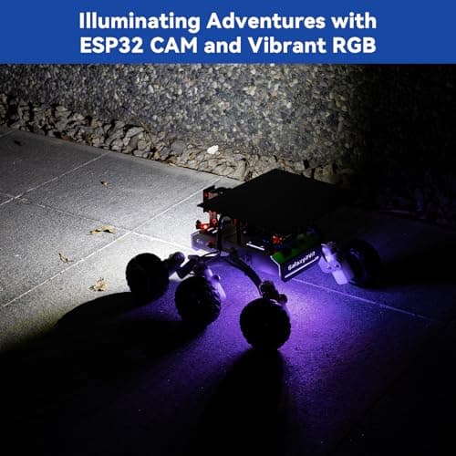 SUNFOUNDER GalaxyRVR Mars Rover Kit Robot vidéo Intelligent Compatible avec Arduino UNO R3 avec ESP32 Cam pour visuels FPV en Temps réel, Carte R3 et Piles Rechargeables incluses