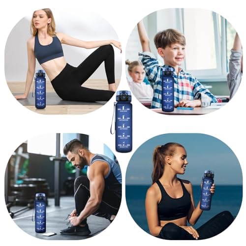 Vikaster Gourde Sport, Bouteille d'eau 1000ml, sans BPA, Étanche & Réutilisable, Water Bottle Ouvrir en un Clic, Convient Pour la Yoga, le Gym, le Camping, Gourde Randonnée