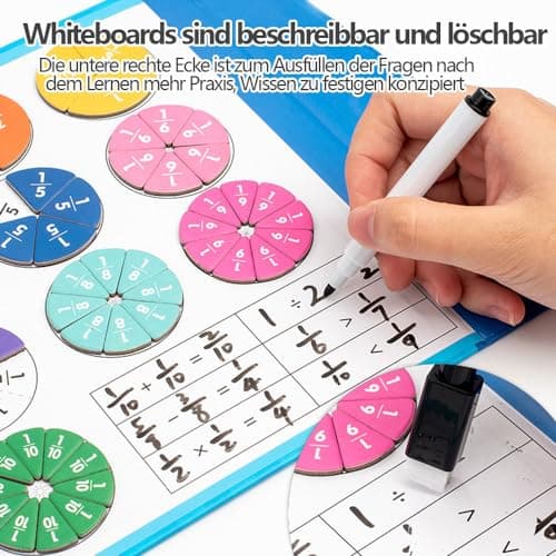Shengou Magnetic Fraction Educational Puzzle,Jeu magnétique de Fractions,Démonstrateur de Disque magnétique,Jeux pour Apprendre Les Fractions,Magnetic Score Disk Demonstrator (Dinosaure)