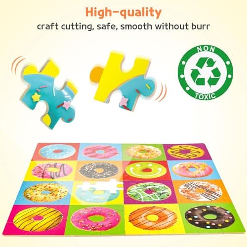 SYNARRY Puzzles Beignets 100 Pièces pour Enfants âgés de 4 5 6 7 8 Ans, Jouet de Puzzle éducatif d'apprentissage