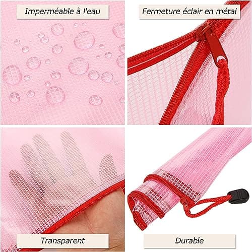 ASelected 30PCS Pochette Zippée A3+A4, 5 Couleurs Pochette Plastique Zippée, A3 Pochette Zip PVC Mesh de Rangement Fichiers A4 Pour Stockage Document Recettes D'Entreprises Organisation