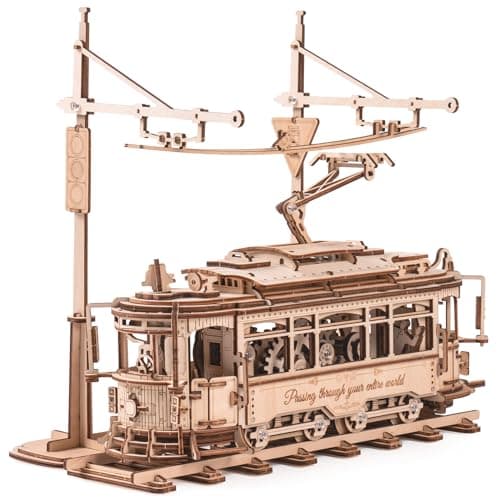 ROBOTIME Puzzle 3D en Bois pour Adultes - Tramway Classique de la Ville, Kit de Maquette d'engrenage de Construction, Décoration Exquise Cadeaux