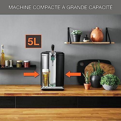 Krups Beertender Machine bière pression, Fûts de 5 L, Marques du groupe Heineken, Témoin lumineux, Température et mousse parfaites, Bière fraîche, Installation facile, Compact noire VB450E10