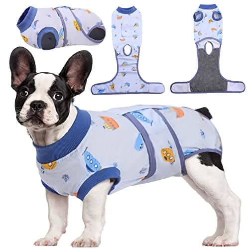 Kuoser Combinaison de Récupération Chirurgicale pour Chiens et Chats, Anti-Léchage Chiot Chemise de Récupération pour Plaies Abdominales, Col en E Alternative pour Petite Moyenne Grande Chien