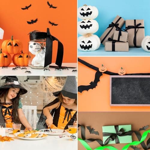 2 Rouleaux Ruban Noir, 2cm X 22m Ruban Satin Noir Ruban de Satin, Ruban Couture pour Emballage Cadeau Bouquet Gâteau Décoration Halloween Noël Fête