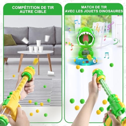 EagleStone Dinosaure Télécommandé avec Tir en Mouvement pour Enfants 3-8 Ans, Jeu de Tir Électronique avec Effets de Fumée, Compteur de Score Automatique, Lumières & Sons, Jouet de Fête