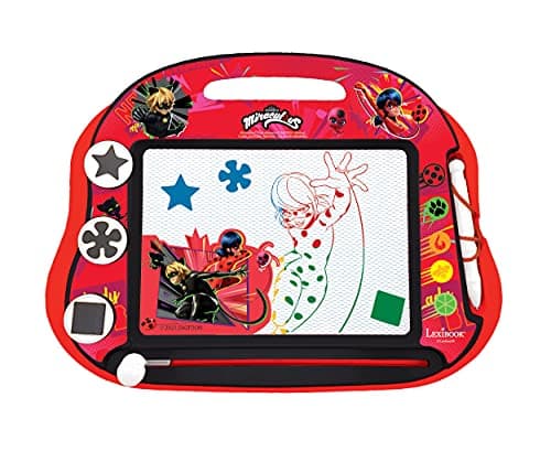 Lexibook, Miraculous Ladybug Chat Noir, Ardoise Magique Multicolore, Jouet Artistique pour fillesgarçons, Magnétique avec Stylet et tampons pour Dessiner, Rouge/Noir, CRMI550