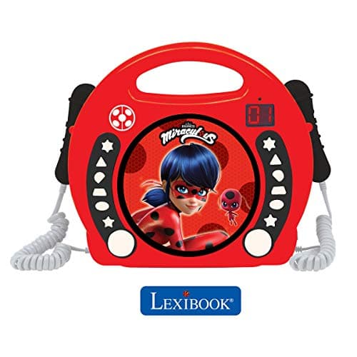 Lexibook Miraculous Ladybug Lecteur CD, Fonction de programmation, Prise écouteurs, Pour enfant,secteur ou Piles, Rouge/Noir, RCDK100MI
