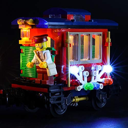 BRIKSMAX Kit de LED pour Lego Train de Noël Festif Creator,Compatible avec la Maquette Lego 10254, La Maquette de Construction n'est Pas Incluse