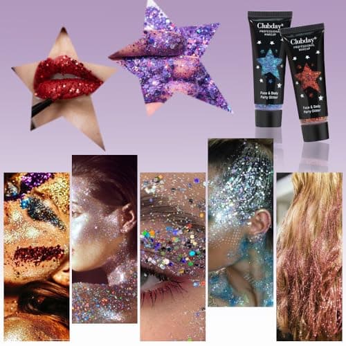 visage corps paillettes gel paillettes pour les yeux, les lèvres, les cheveux, les ongles, le visage et le corps - Mermaid flocons Big Block Glitter Festival accessoires 30ml (#08 Bleu)
