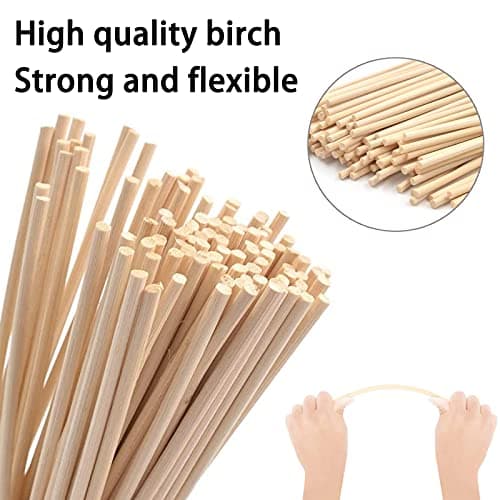 duoyif Bâtons Rond En Bois Naturel, 30 Cm Bâtonnets De Bois, Batonnet Bois Artisanat, Tige En Bois Rond Pour Bricolage, Bâtons En Bois Pour Projets De Modélisme Sculpture Artisanat 60PCS