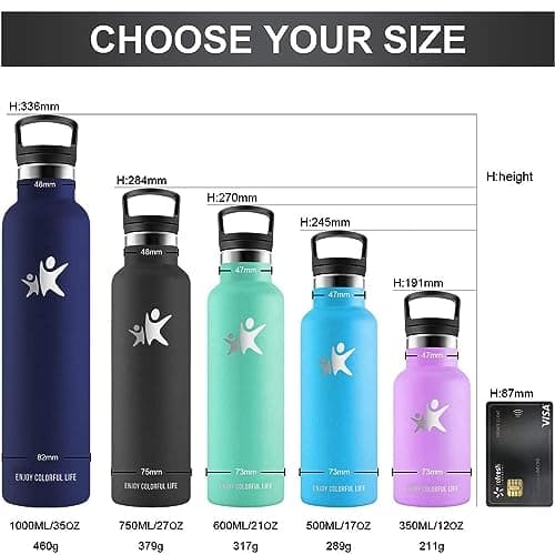 KollyKolla Gourde Isotherme 1L, Gourde Inox avec en Paille, Bouteille d'eau sans BPA, Réutilisable, Anti-Fuite, Bouteille Isotherme Acier Inoxydable pour Enfant, Adultes, Yoga, Sport - 2 Couvercles