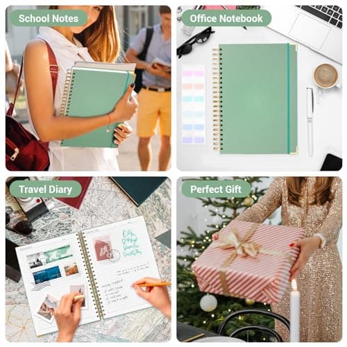 Yarotm Carnet de Note A4-1 Pièce Ligne Notebook Spirale - A4 Ligné Bloc Note 110g / m2 - 21x29.5cm Carnet Spirale Hardcover - 150 Feuilles Cahier de Note Journal Bureau Agenda, Vert