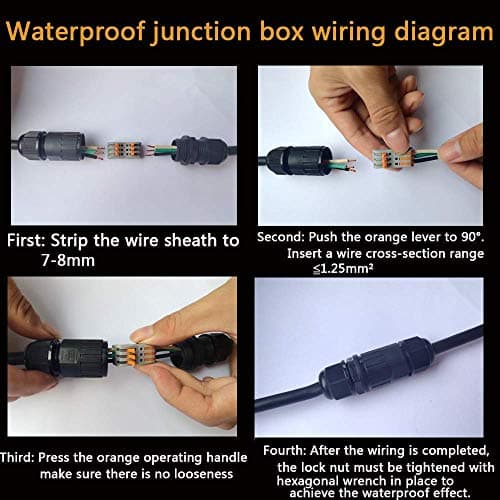 CESFONJER Boîte de Jonction de Plein Air IP68 Imperméable Connecteur de Câble électrique Boîtier de Raccordement 3 Voies Connecteurs Boîte pour Câble Ø 6 à 11mm (2Pcs), Nylon