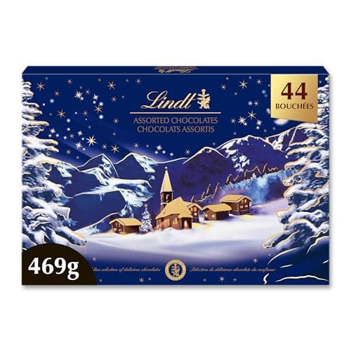 Lindt - Boîte PAYSAGE DE NOËL Assorti - Assortiment de Chocolats au Lait, Noirs et Blancs - Idéal pour Noël, 469g