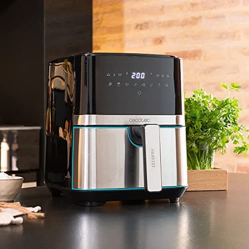 Cecotec Friteuse sans Huile 5,5 L Cecofry Full Inox 5500 Pro Accessoires. 1600 W, Diététique, Numérique, Finitions en Acier inoxydable, Technologie PerfectCook, Comprend des accessoires