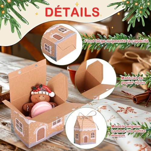 LEMESO 24 Sacs Cadeau de Noël, Boîte de Calendrier de l'Avent à Remplir, Sac en Papier Kraft Sac Bonbon Idéal pour Noël Anniversaire Mariage