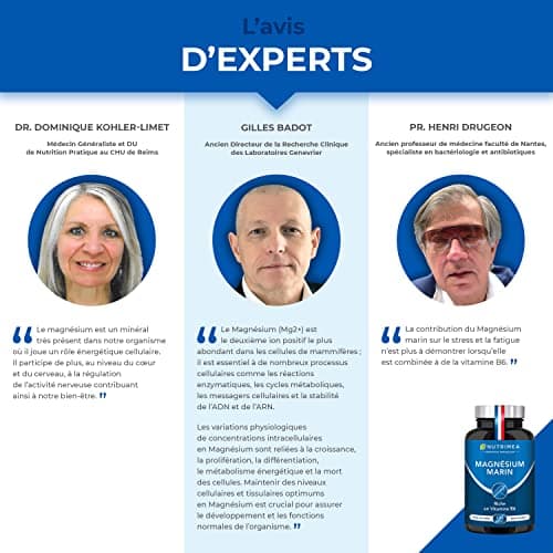 Magnésium Marin et Vitamine B6 | Breveté Simag55TM | Combat Efficacement la Fatigue | 150 mg/jour | 120 Gélules d'Origine Végétale | 4 Mois de Cure | Fabrication Française | Nutrimea