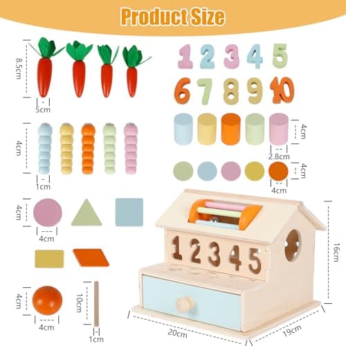 Joellfuner 8 en 1 Jouet Montessori, Jouets Montessori en Bois, Jouet Enfant Montessori 1-5 Ans Garçon Fille, Noël Cadeaux Enfants d'anniversaire (8 en 1)