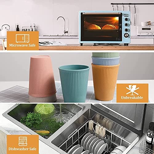 Ninevi Lot de 6 Tverre plastique reutilisable,pour adultes et enfants,Café, lait à thé, barbecues, pique-niques et plage, passe au micro-ondes et au lave-vaisselle (6 couleurs)