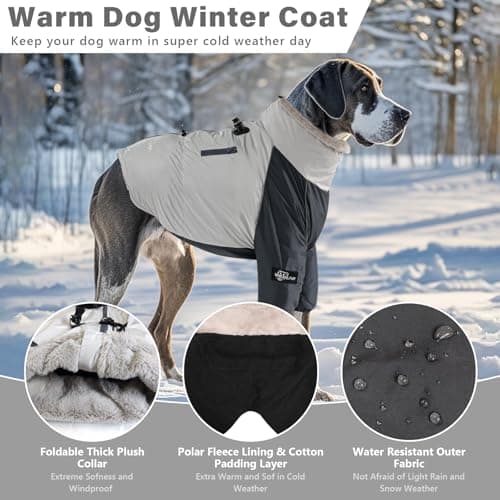 Manteau pour chien - Chaud - Imperméable - Coupe-vent - Matériau et doublure en cachemire - Manteau de pluie pour chien avec cordon réglable - Poche utilitaire - Manteau d'hiver pour chien avec