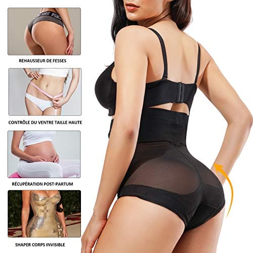 CHUMIAN Femme Culotte Sculptantes Taille Haute Gainante Minceur Gaine Amincissante Ventre Plat Invisible Panty Efficace sous-vêtements (Attirant Noir, XL)