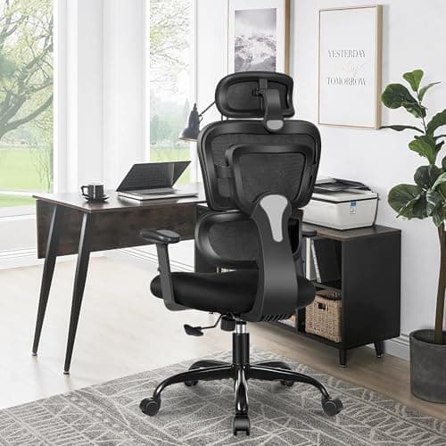 DoChair Chaise de bureau ergonomique multifonction en maille - 3D - Appuie-tête - Accoudoirs réglables en hauteur - Soutien dorsal dynamique - 150 kg - Noir