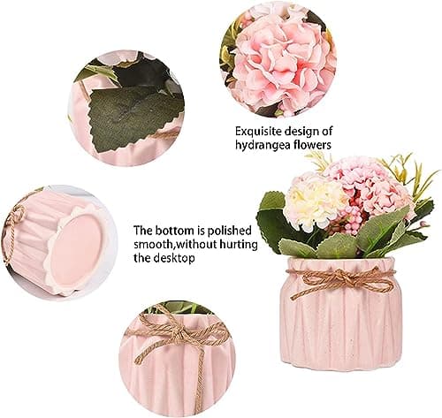 2 Pièces Vase Ceramique, Vase à Fleurs de Style Nordique, Ensemble de Vases Fleurs Moderne Style Géométrique pour Bureau, Décoration La Maison, Mariage, Salon, Table (Blanc + Rose)
