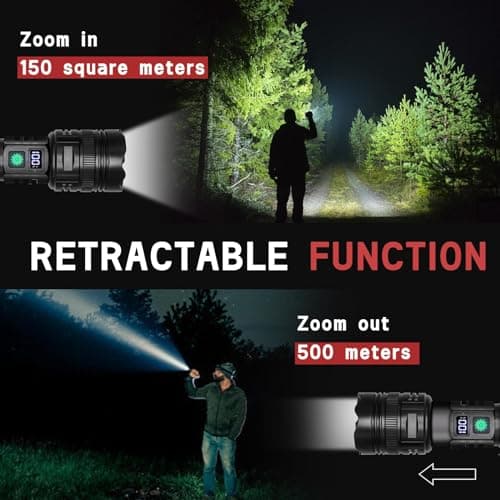 WEDETIAN Lampe Torche LED Rechargeable, 30000 Lumens Lampes Tactique de Poche Ultra Puissante, 5 Modes D'éclairage IP65 Étanche Pour Camping Randonnée Urgence