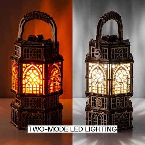 Wood Trick Lanterne Antique éclairée par LED Puzzle 3D en Bois pour Adultes et Enfants - 2 Modes d'éclairage - Bricolage Projet d'ingénierie Modèle 3D mécanique Puzzle pour Adultes