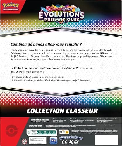 JCC Pokémon : Collection classeur Écarlate et Violet – Évolutions Prismatiques (classeur à 378 Pochettes et 5 boosters)